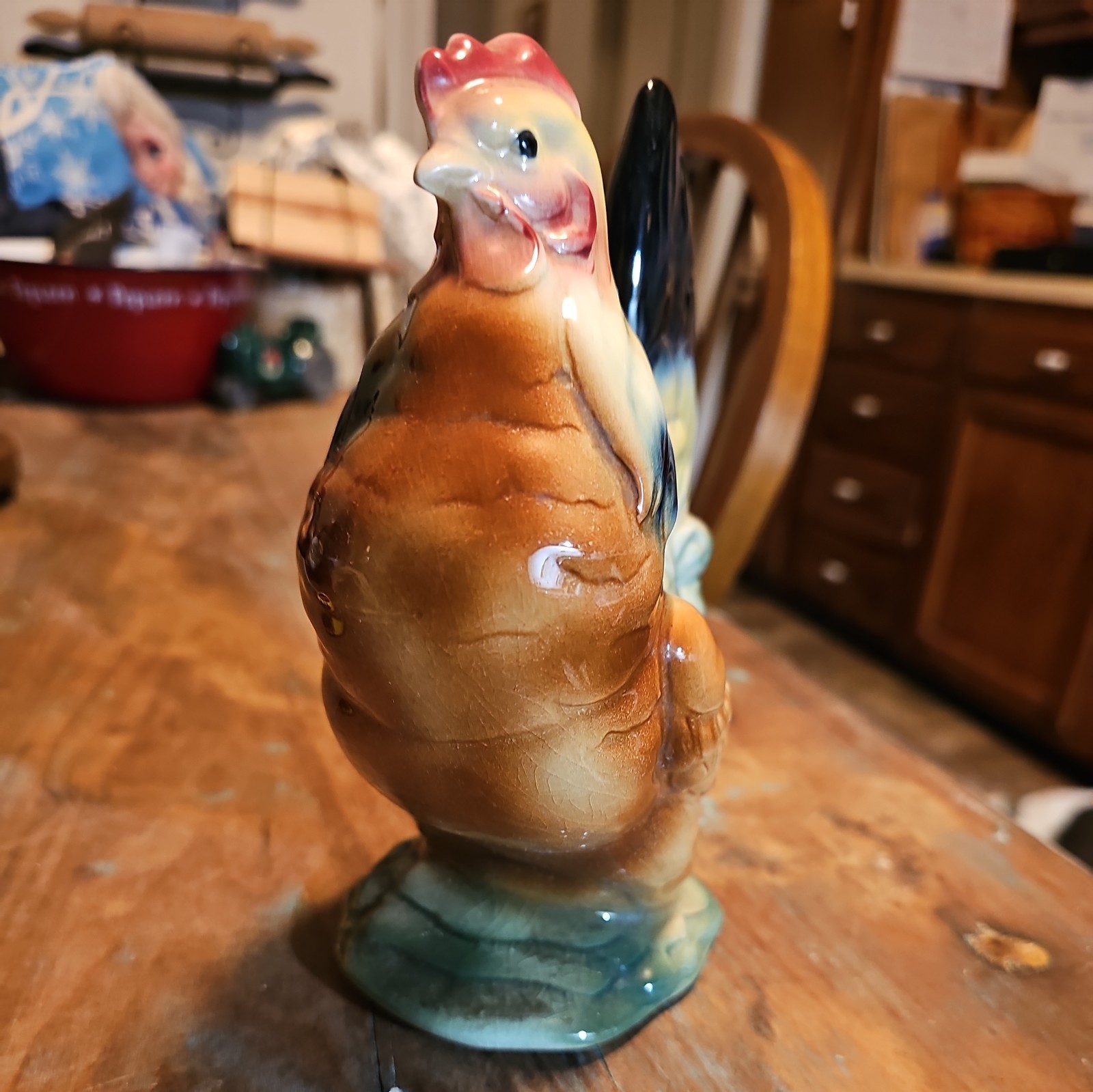 Vintage 1940's or 1950's Royal Copley Hen Figurine Size 7.5" Handpainted