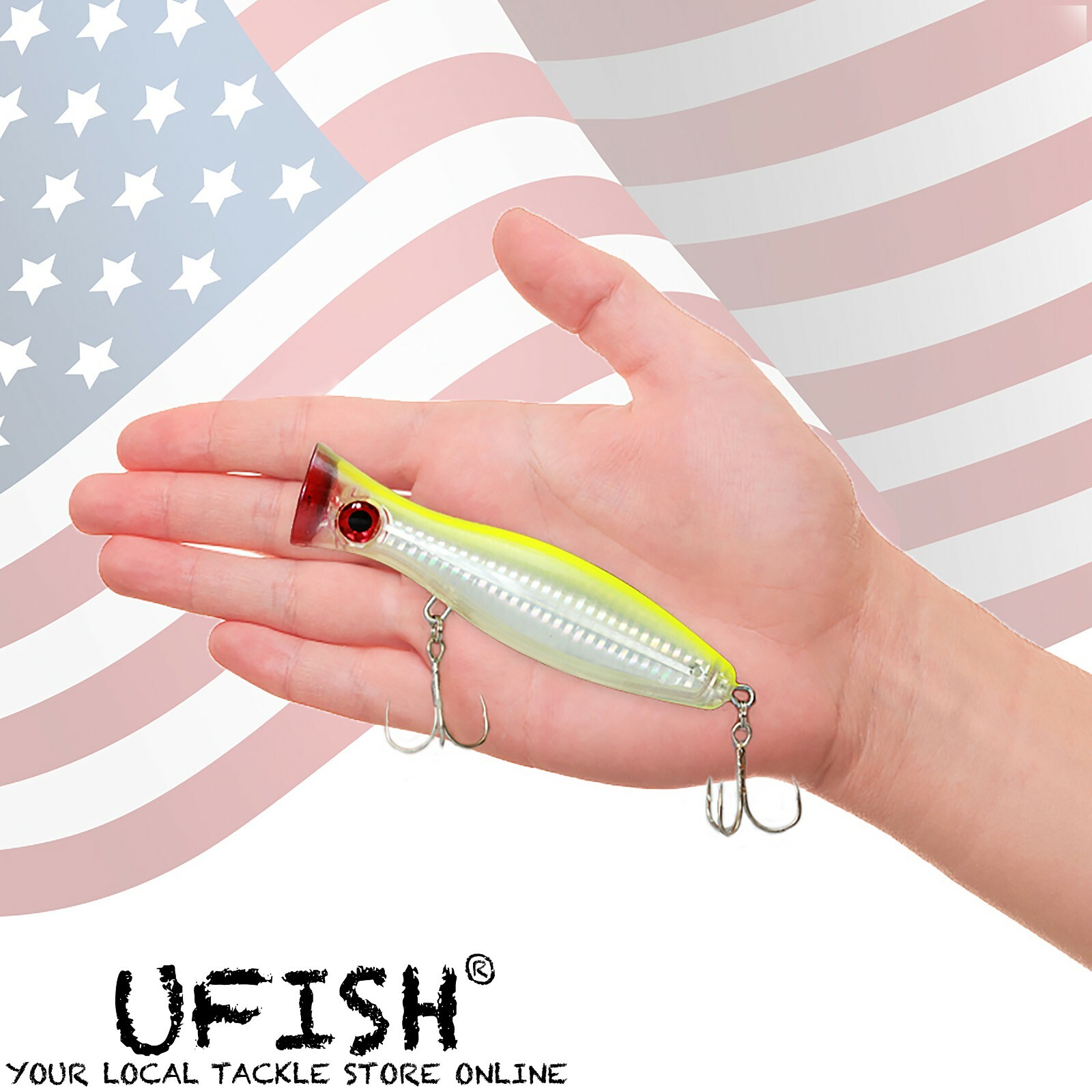 UFISH Popper Fishing Bass Lure Saltwater Top Water Lures Large Pike Musky 5 Inch