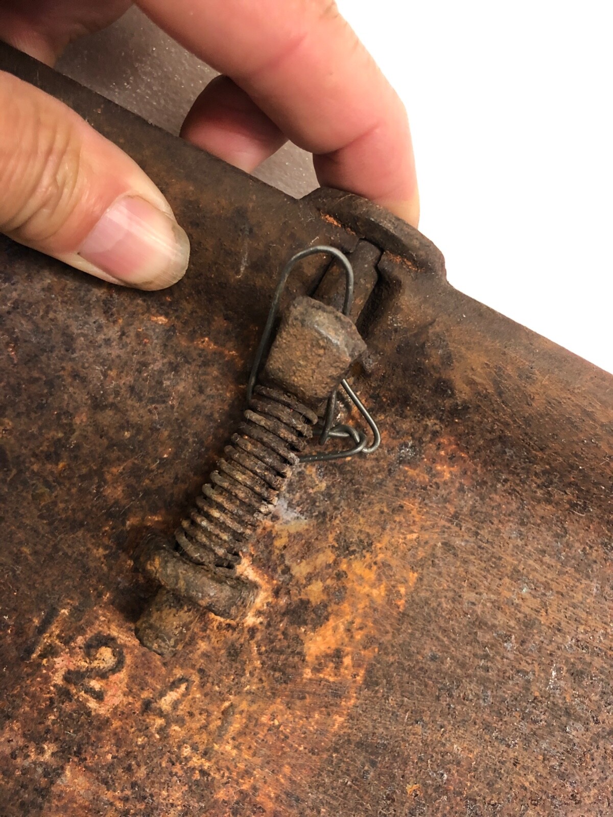 Frost & Wood Smith’s Falls Canada Cast Iron Drawn Mower Toolbox Lid No. 1241 RED