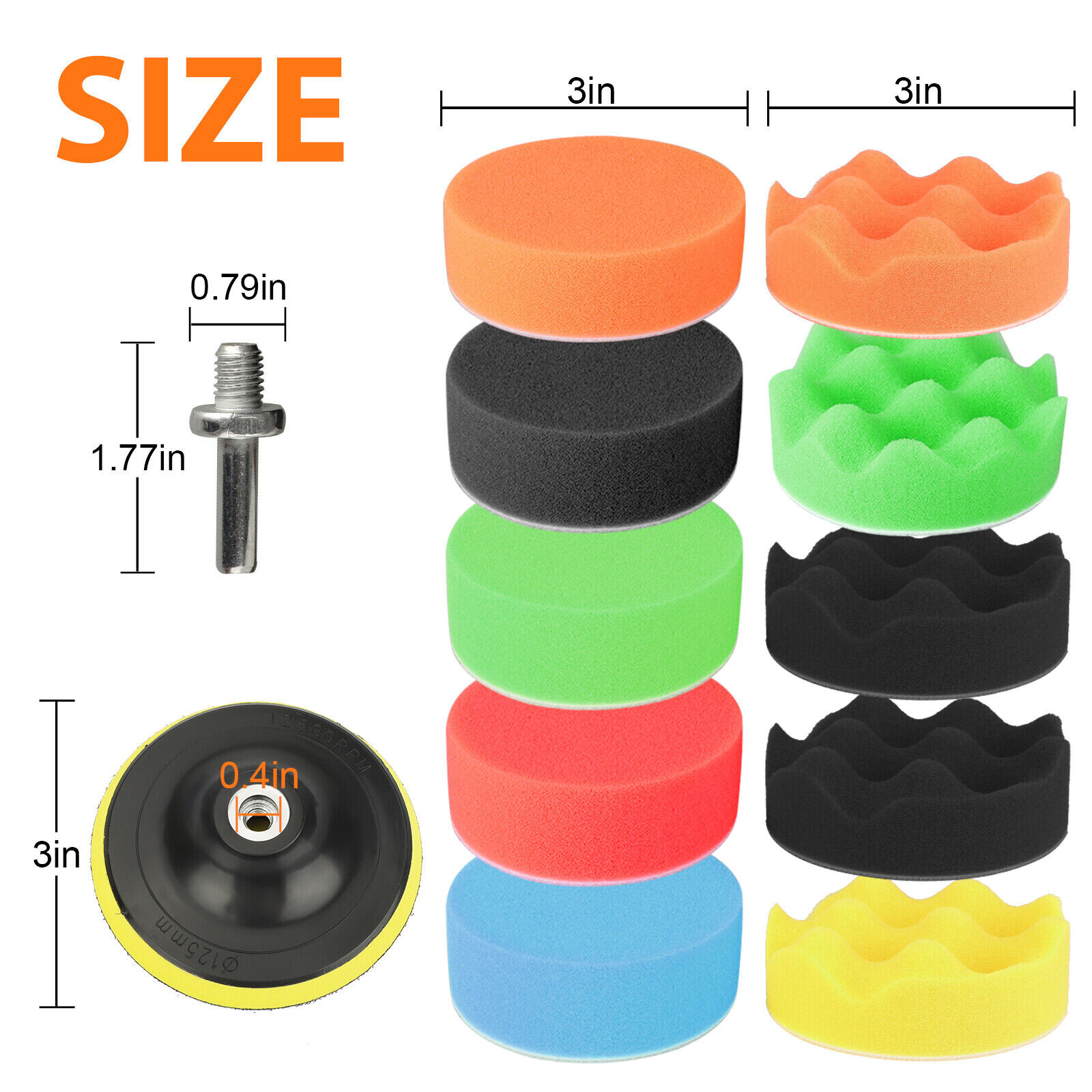 22pc 3" Car Buffing Pads Polishing Sponge Set Waxing Foam Polisher Kit for Drill