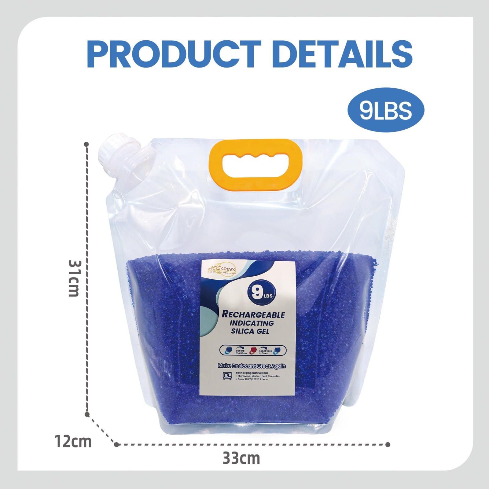 9LBS Adsorbco Desiccant Beads, Indicating Silica Gel Beads (Blue to Pink)