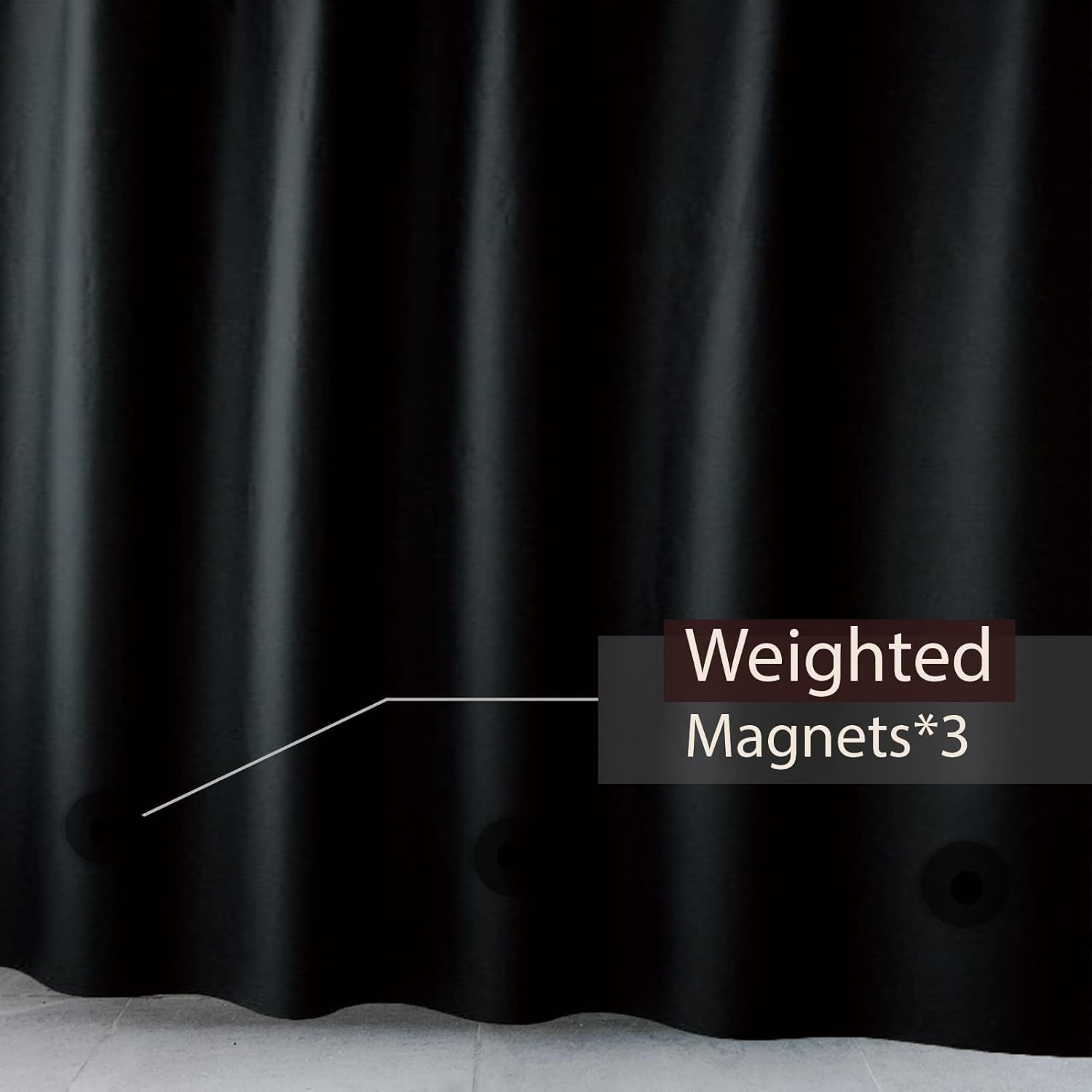 Black Shower Curtain Liner, 4G PEVA Shower Liner, Plastic Waterproof Shower Curt