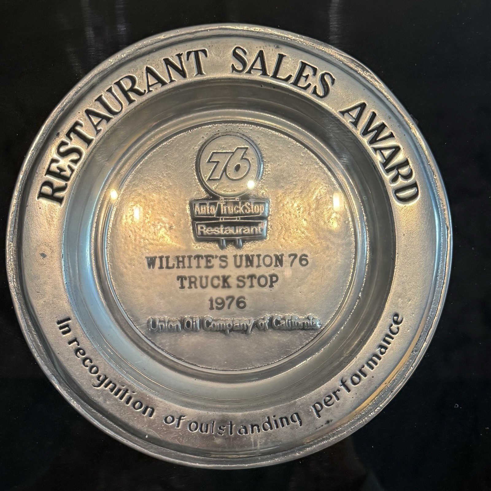 Vintage 1976 Restaurant Sales Award Union 76 Auto/Truck Stop Wilhite’s Union Oil