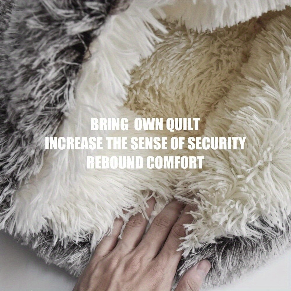 Cat Bed Round Plush Fluffy Hooded Cat Bed Cave Soothing Pet Beds Small 16in*16in