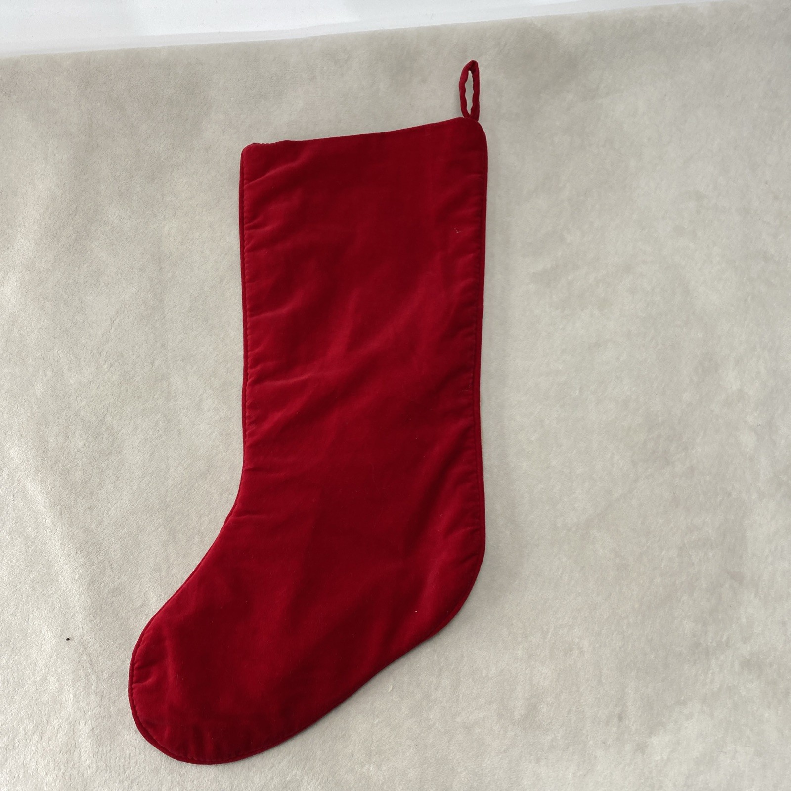 Vintage Wool Red Velvet Needlepoint Christmas Stocking Teddy Bear Rocking Horse