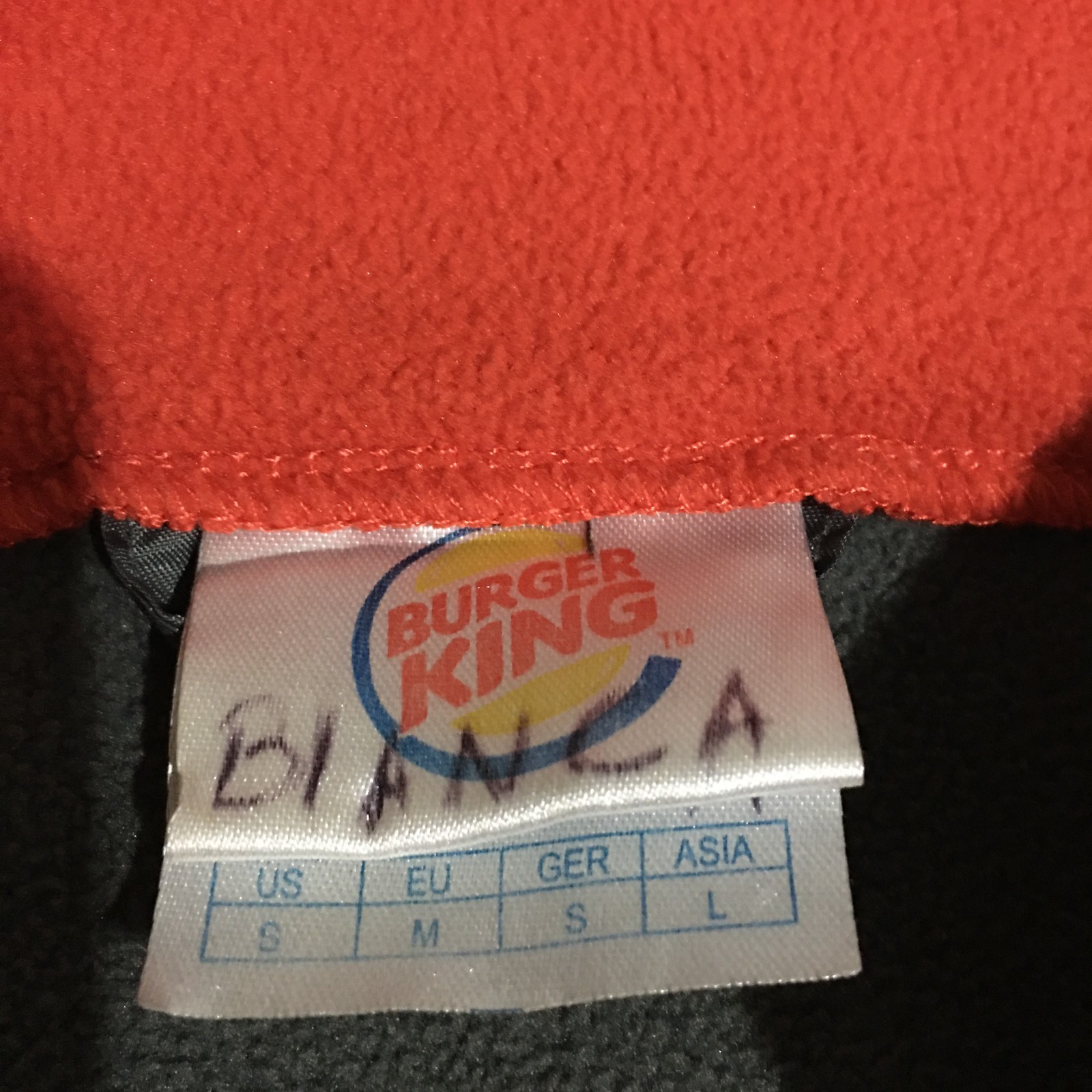 Burger King Employee Fleece Jacket Men Size Small Gray Uniform