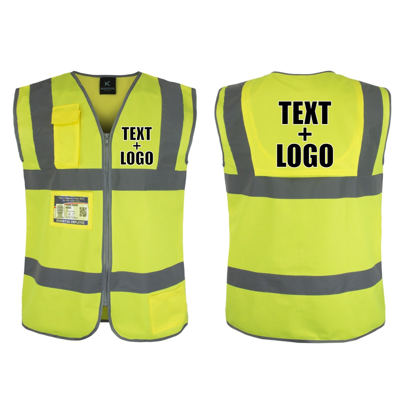 Pack of 10 Custom Hi-Vis Safety Vests – Full-Color Personalized Print
