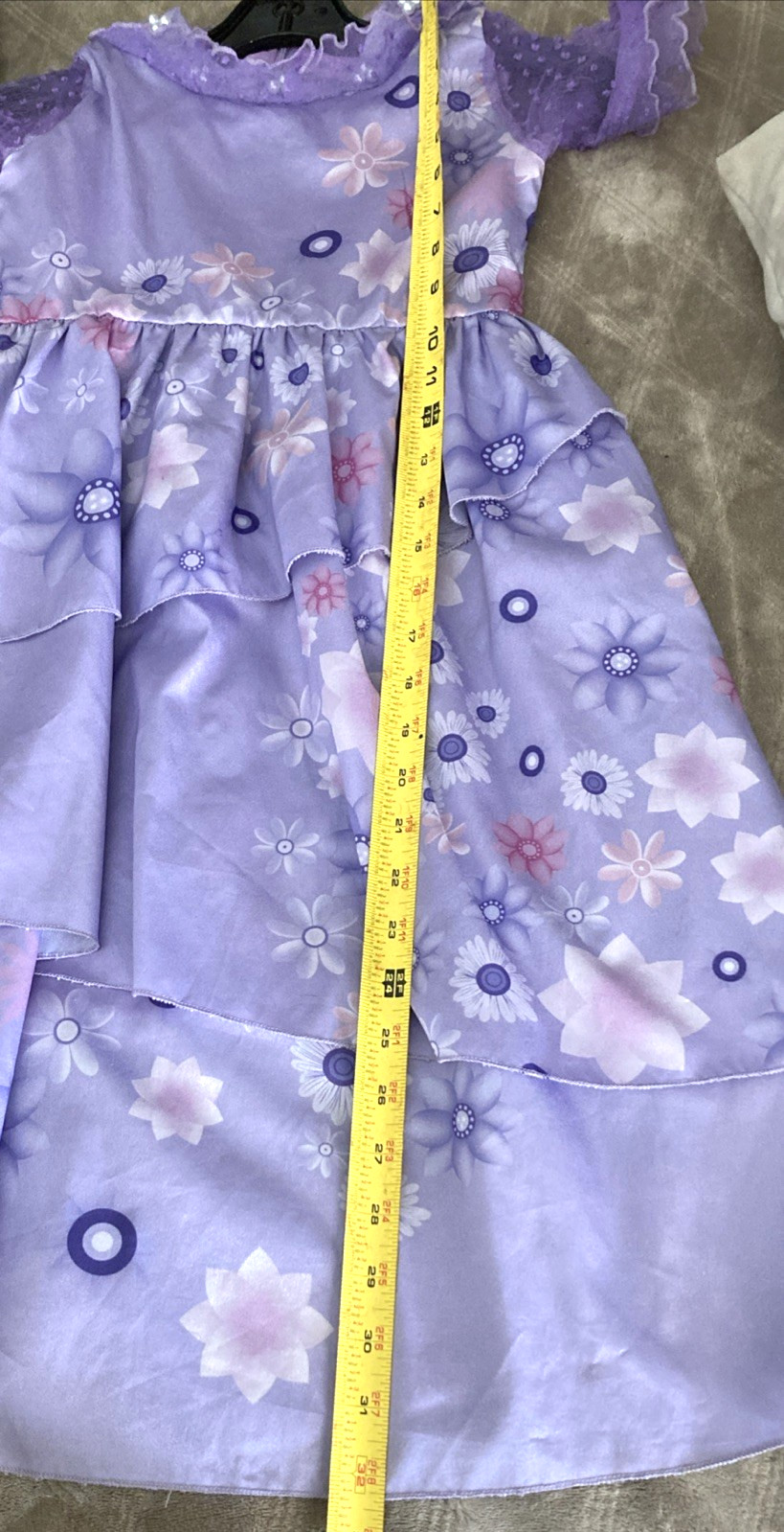 Party Dress Girls Floral Purple Lace Layered Embellished Pearls Size 6/7