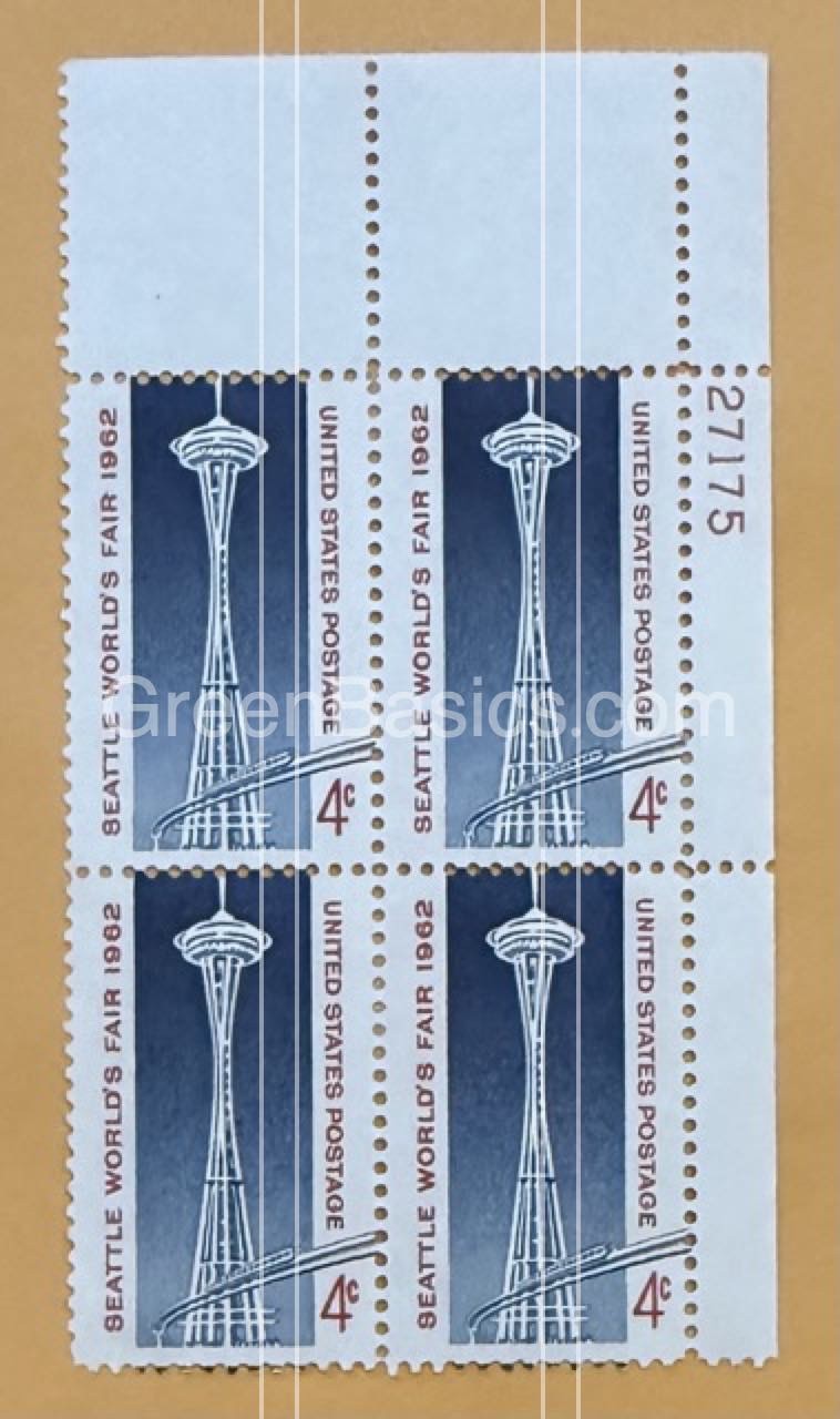 Seattle World's Fair Space Needle Stamp Block