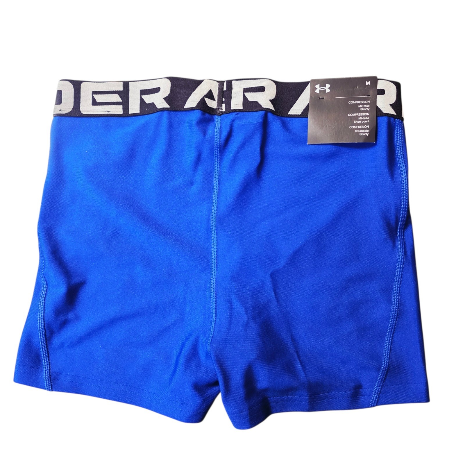 Under Armour Women's HeatGear Mid Rise Shorty 3” Shorts Royal Blue NWT