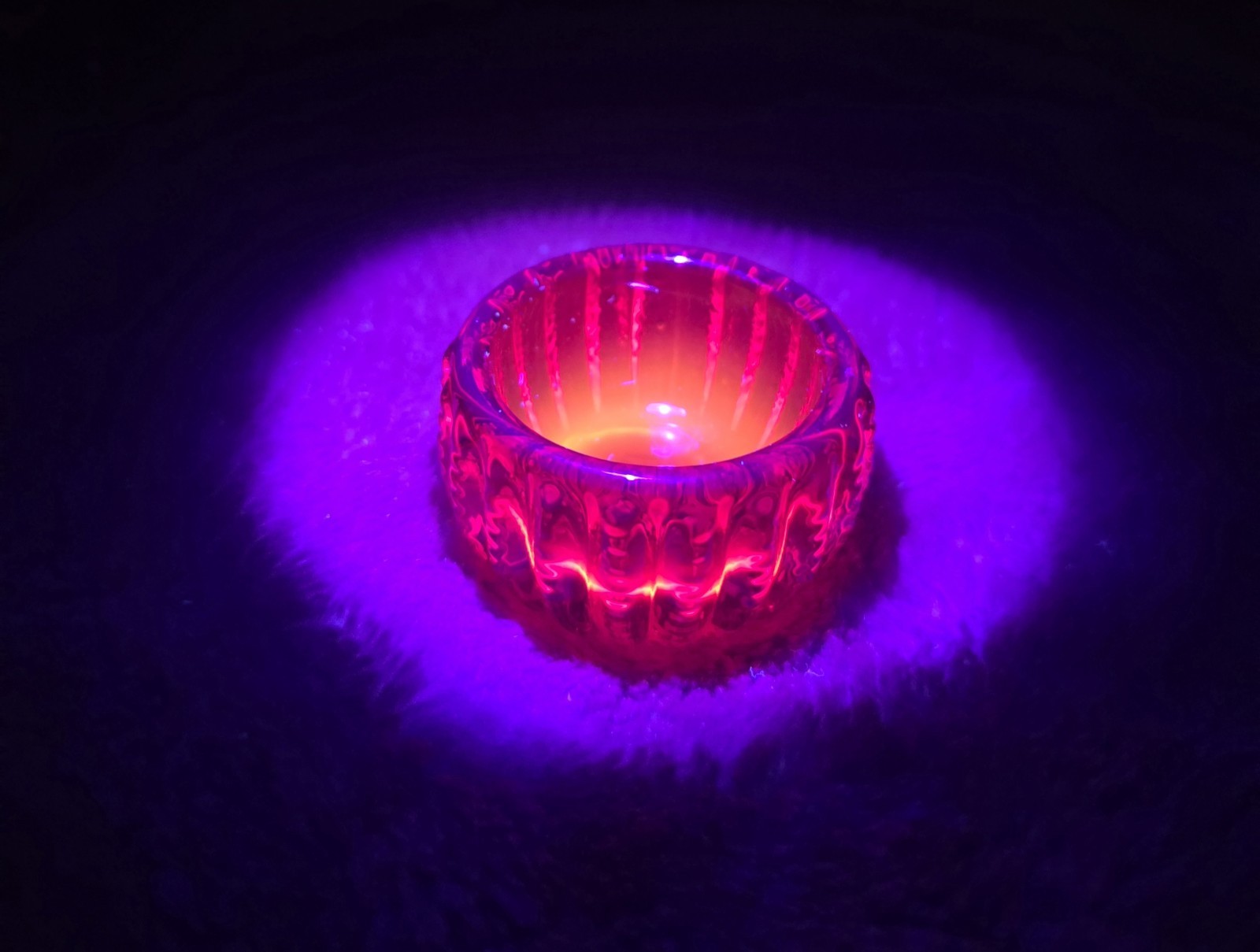 Ruby Red Imperial Glass Salt Well Zipper Pattern 2"  Vintage~ RARE FIND