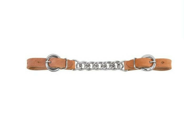 Light Oil Leather Fully Adjustable End Straps With A Nickel Plated Flat Curb Cha