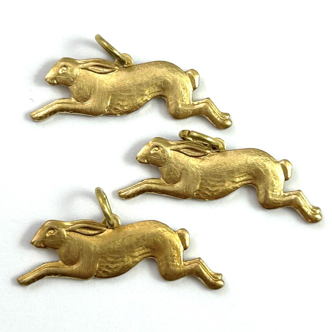 Vintage Rabbit Charm Lot Running Rabbit Necklace Pendant Brass Jewelry- As Is