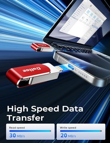 Flash Drive Intended for iPhone, Memory Stick Storage for Photos and 256GB Red