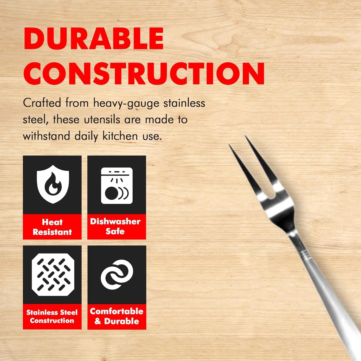 Durable 13" Serving Fork in Rust-Resistant Stainless Steel for Easy Use