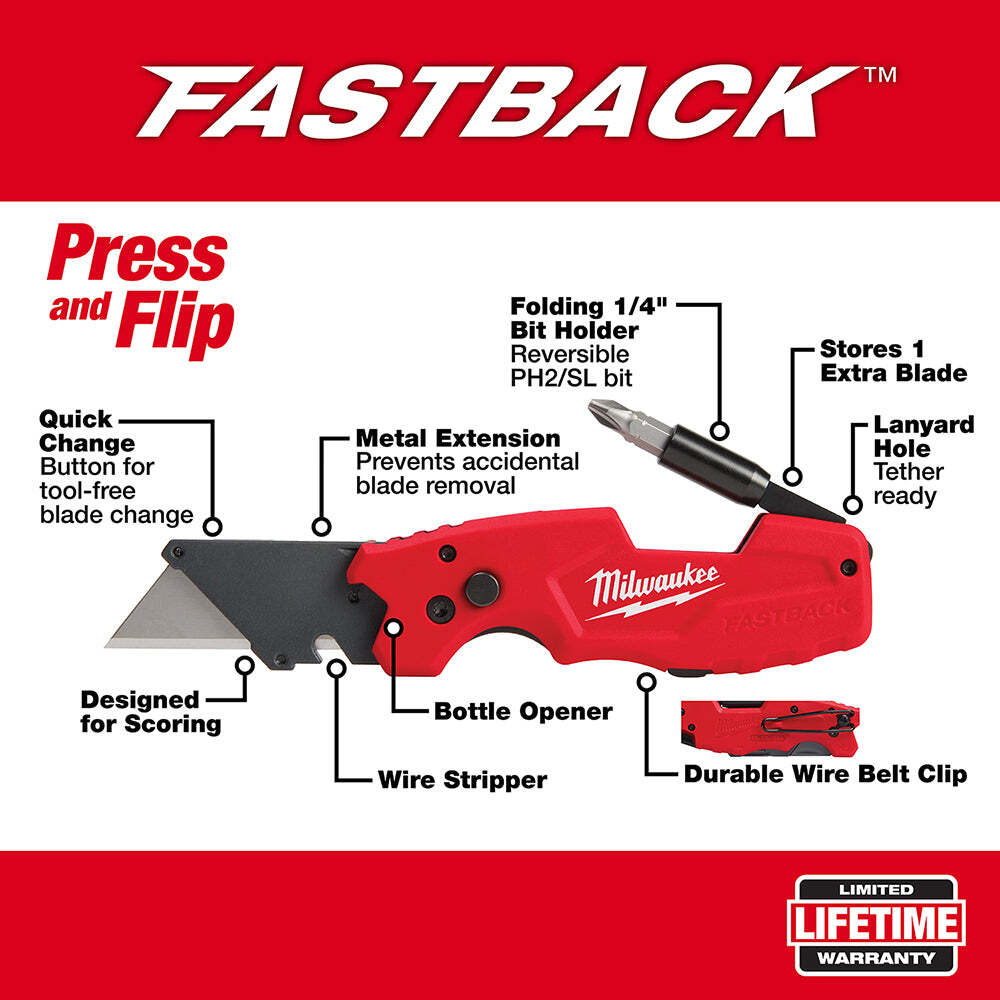 Milwaukee 48-22-1505 FASTBACK 6 in 1 Folding Utility Knife