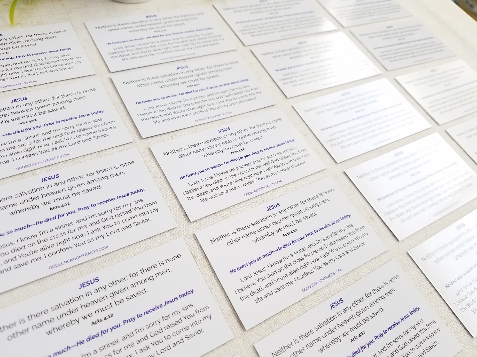Jesus Gospel Tracts – 50 Salvation Cards (Acts 4:12, 2-Pack) – Evangelism – Free