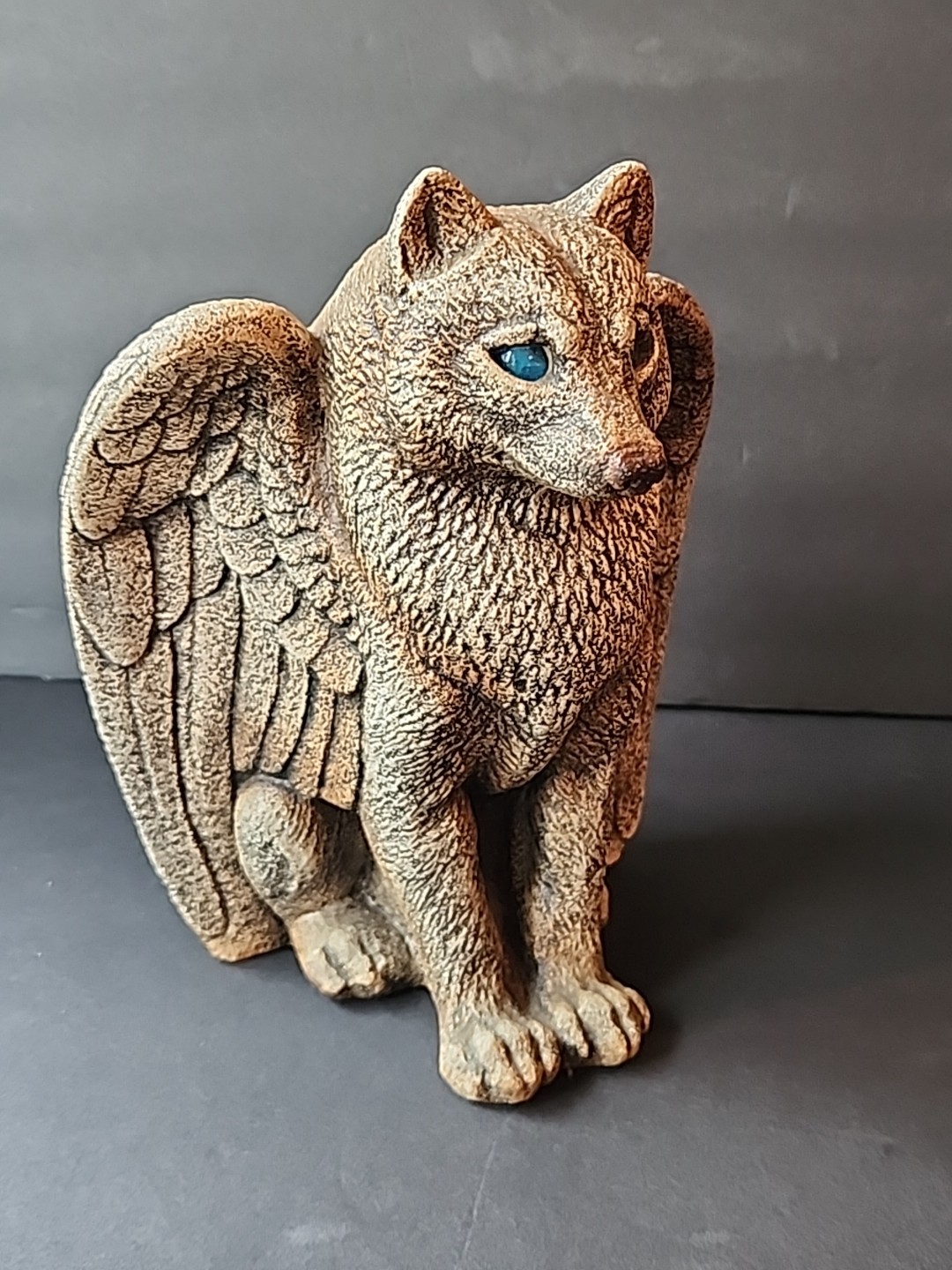 Windstone Editions Winged Spirit Wolf Candle Lamp Statue Pena Gargoyle READ