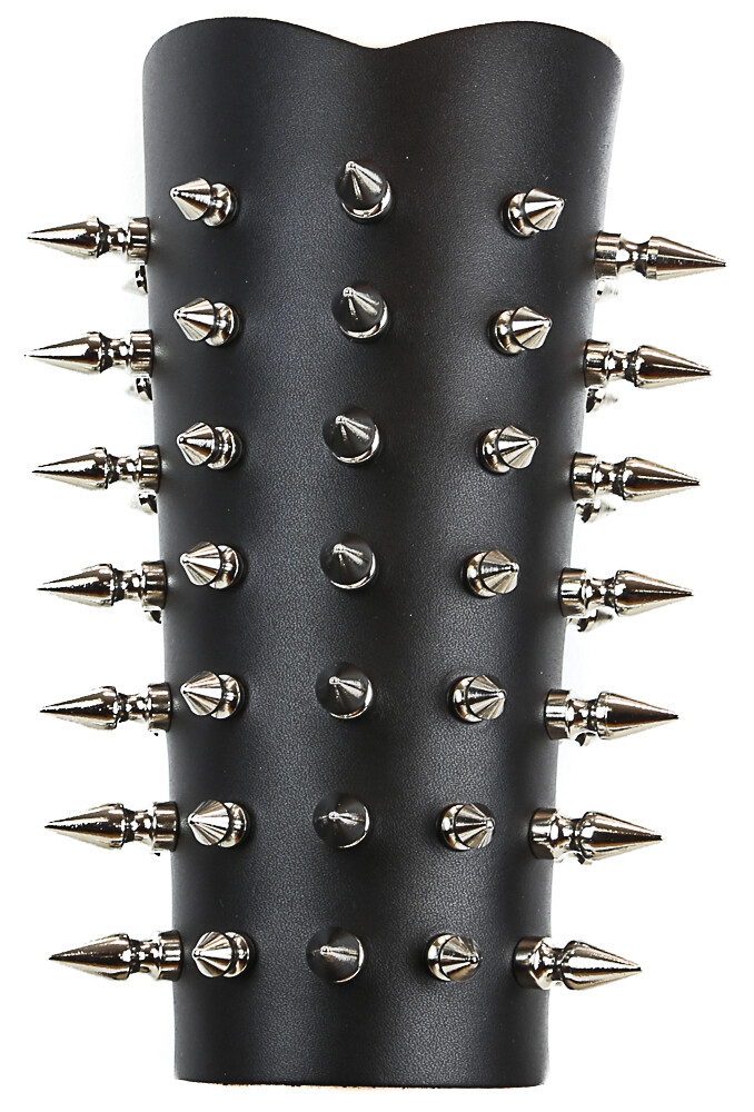 Spike Long Gauntlet Armband Leather 40 Spikes 3 Buckles Punk Gothic Thrash Rock