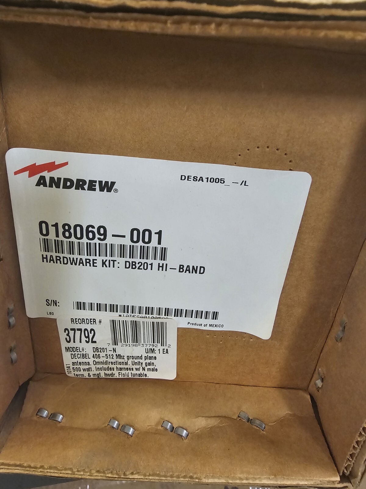 NEW in BOX Andrew DB201-N 406-512 MHz Ground Plane Omni Radio Antenna