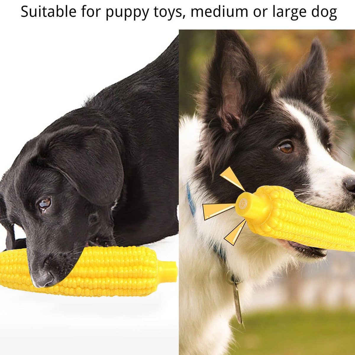 Durable Indestructible Dog Chew Toy - Squeaky Corn Stick for Aggressive Chewers