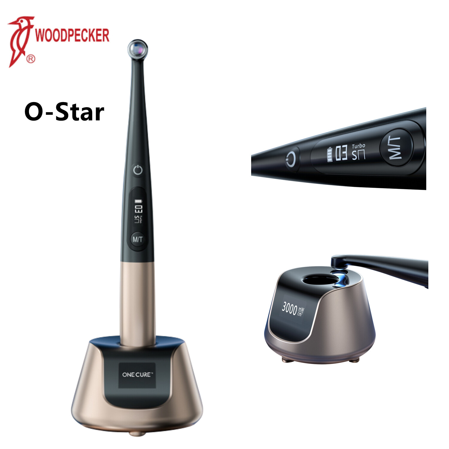 Woodpecker O-Star Pro Dental Curing Light 1 Second Cure Wide Spectrum 3000mW/cm²
