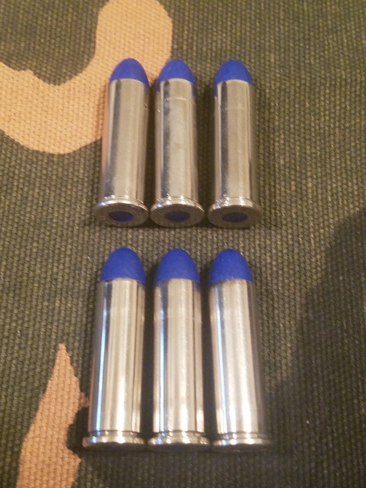38 SPECIAL SNAP CAPS SET OF 6, BLUE AND NICKEL, REAL 125gr WEIGHT!!!