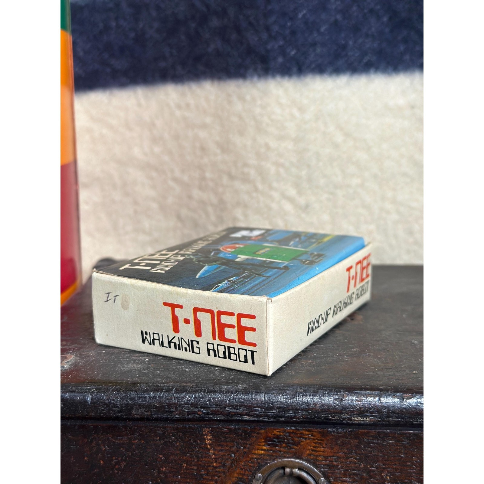 Vintage 1980s Working T-NEE Wind-Up Walking Robot in Original Box