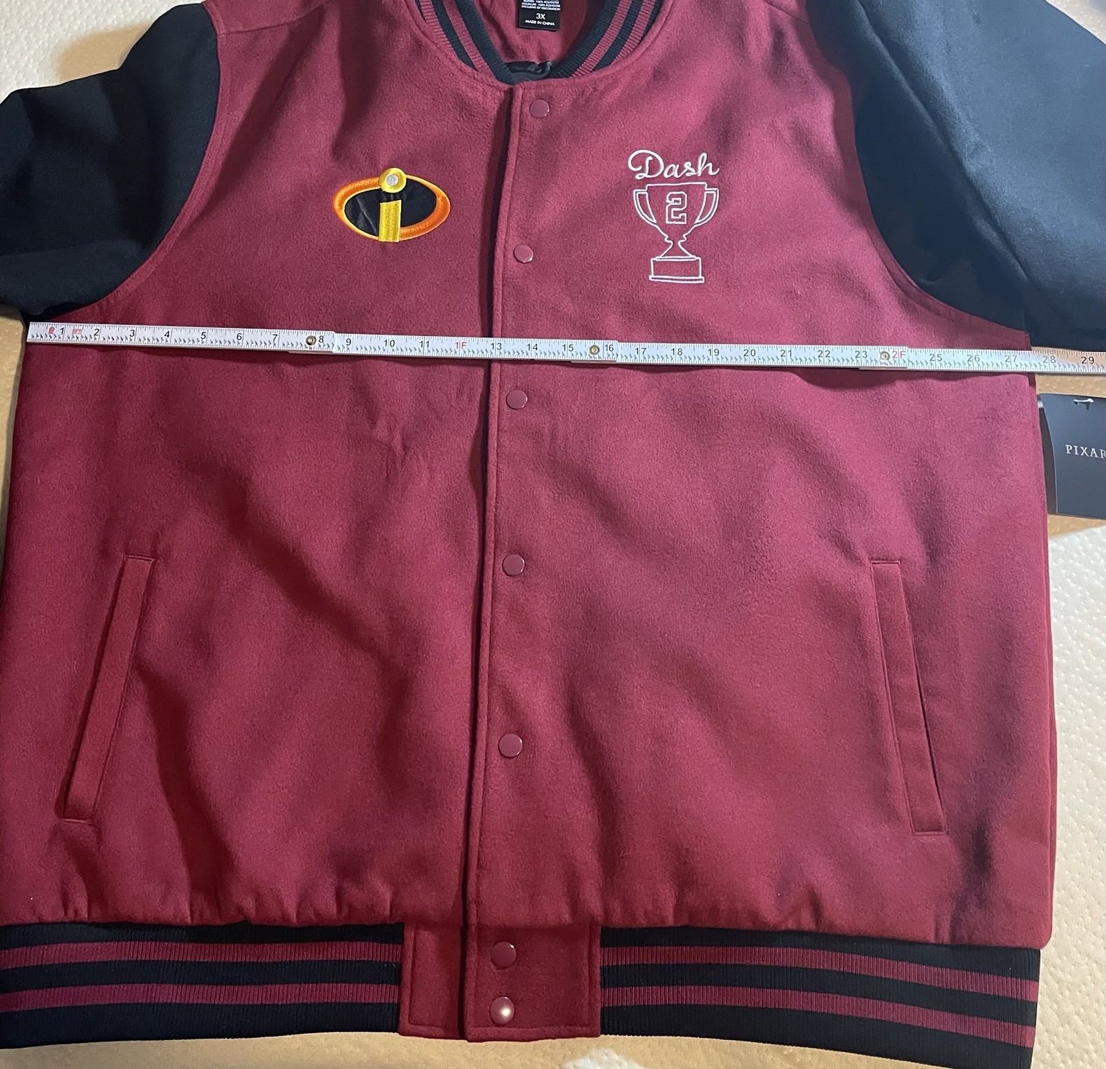 Disney Pixar The Incredibles Dash Parr Logo Varsity Jacket Large NWT
