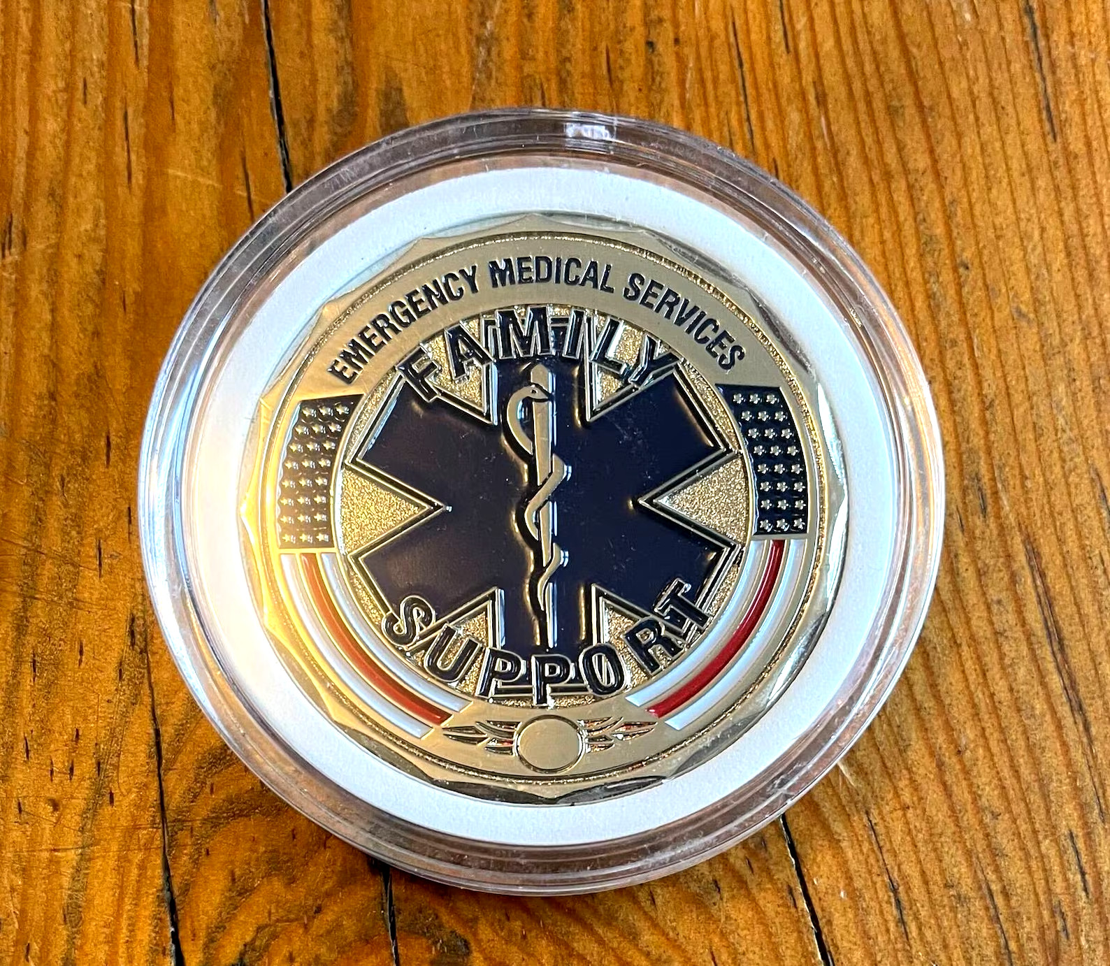 Emergency Family Support Star Of Life Challenge Coin- Show Your Support For EMS