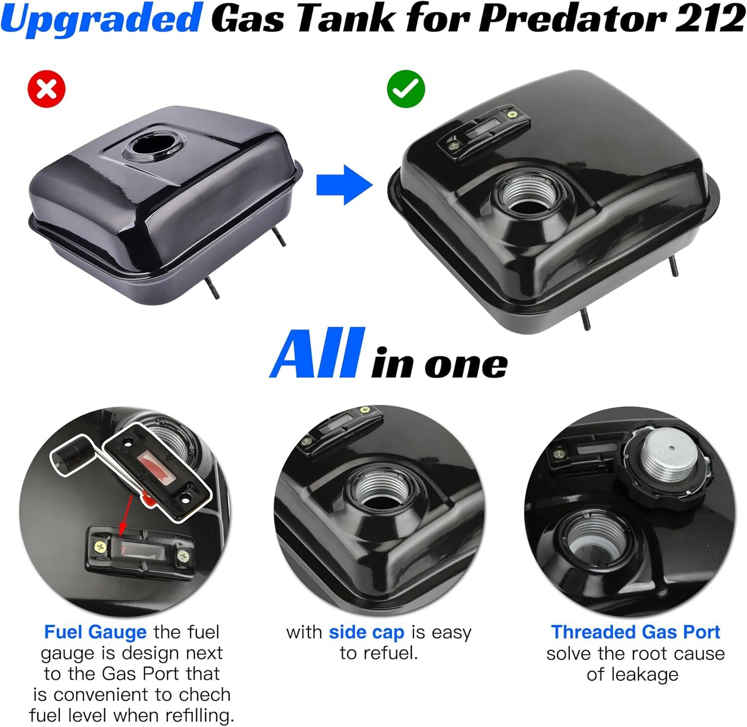 Upgraded Gas Fuel Tank for Mini Bike Go Kart GX160 GX200