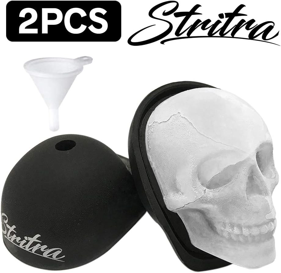 Extra Large 3D Skull Ice Mold Silicone Skull Chocolate Jelly Molds Trays with Fu