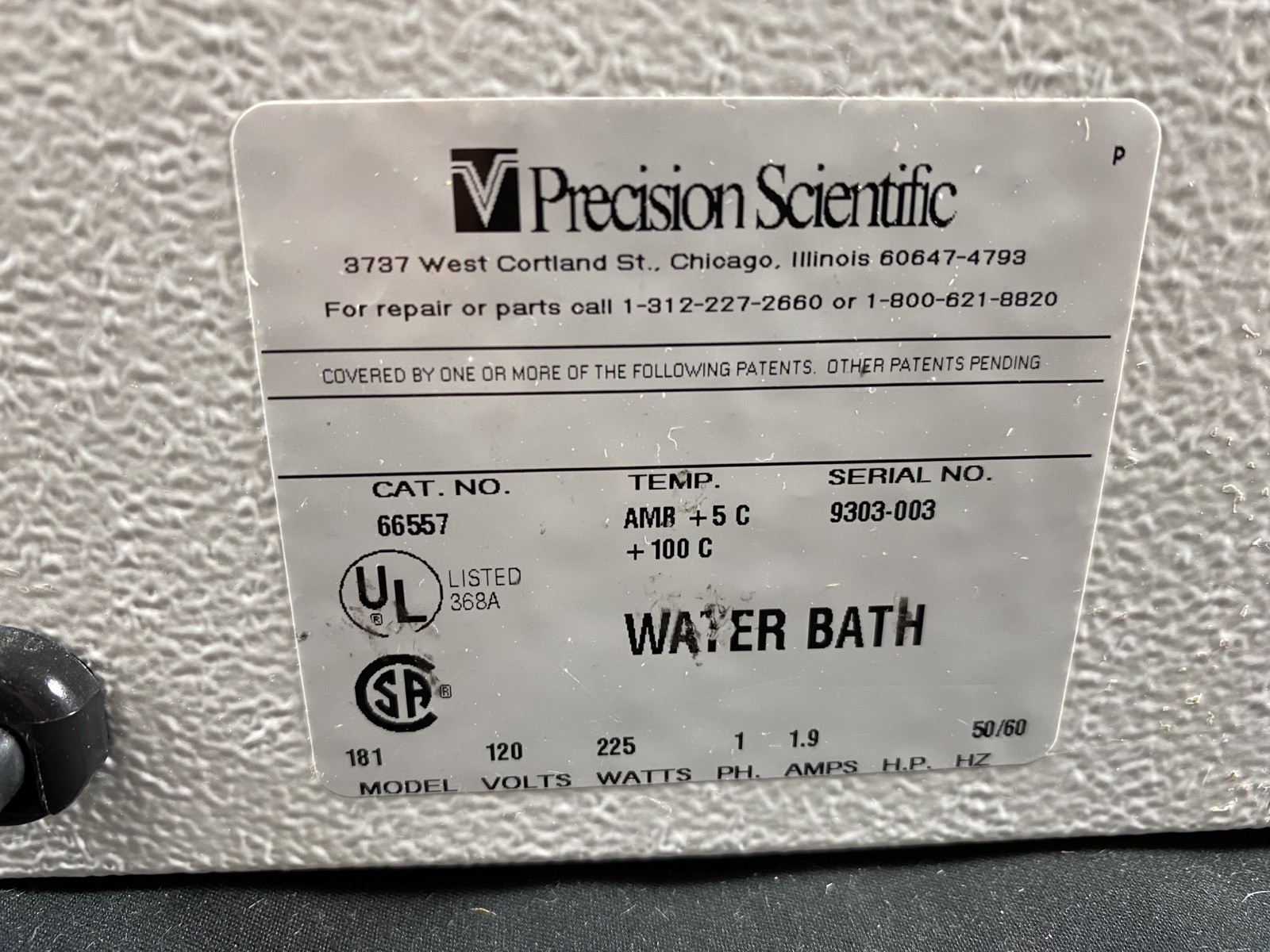 PRECISION SCIENTIFIC 2.5L Stainless Steel Water Bath Model 181 Cat 66557