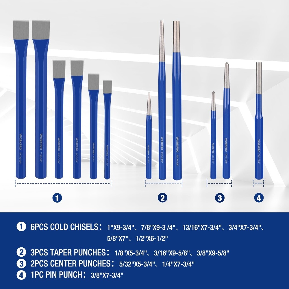 WORKPRO 30-Piece Heavy Duty Punch and Chisel Set, New