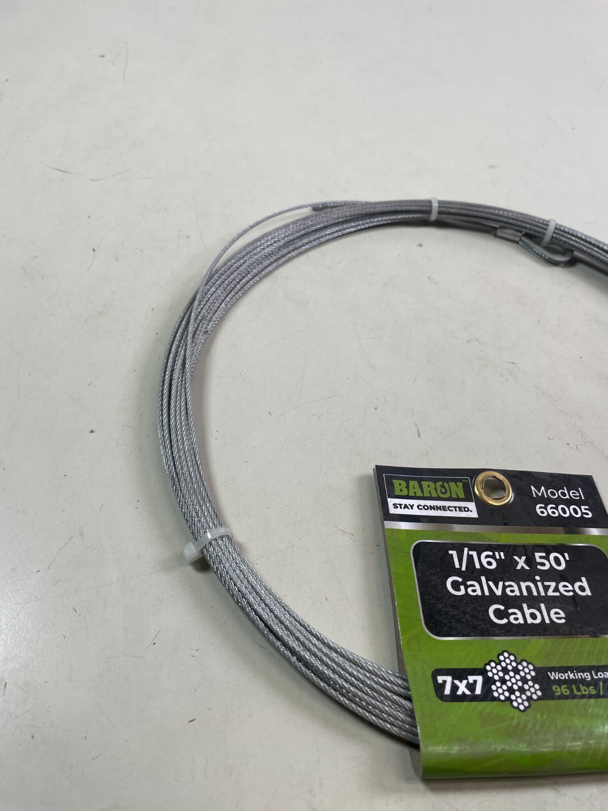 Steel Wire Rope Cable 1/16 in. x 50 ft. Security Cable Galvanized Baron 66005