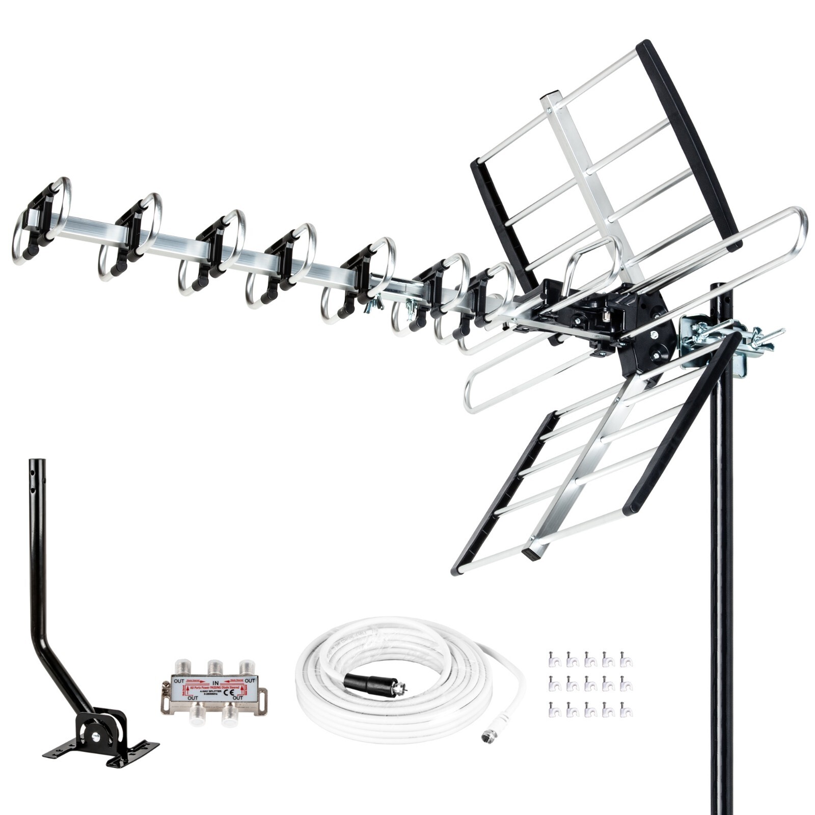 2025 HIGHQUALITY ANTENNA HDTV OUTDOOR UPDATED AMPLIFIED VHF UHF FM + KIT & POLE