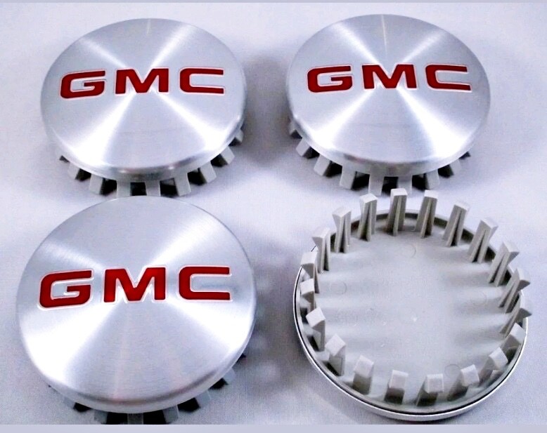 4pcs GMC Brushed Aluminum wheel Center Caps 22837060 83mm 3.25" Sierra Yukon