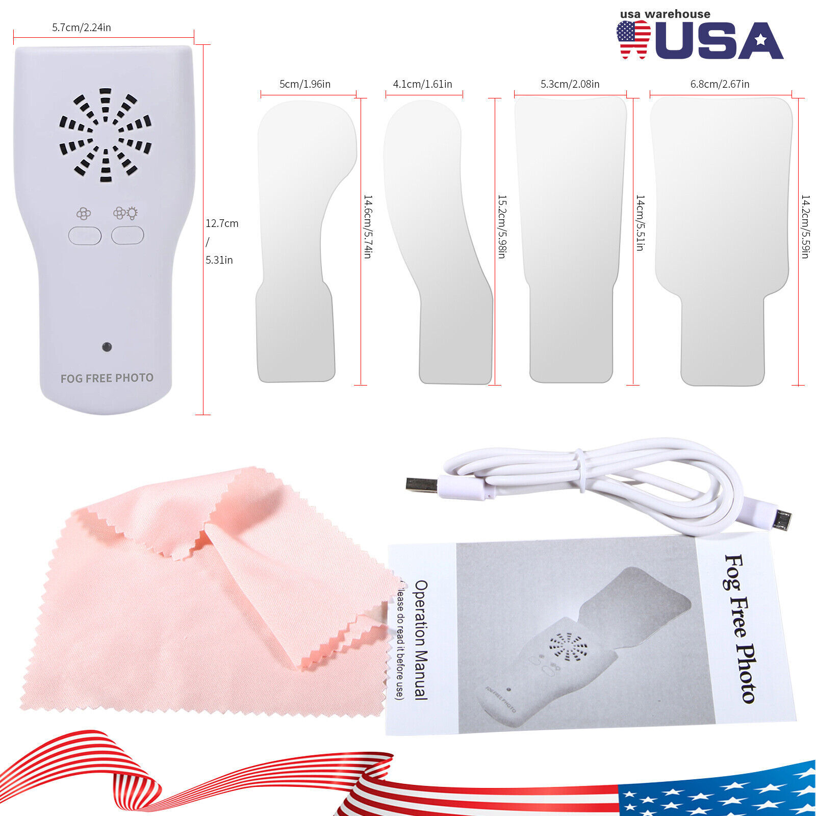 Dental Occlusal Mirror Fog Free LED Light Intra Oral Photo 4 Mirror Obervation