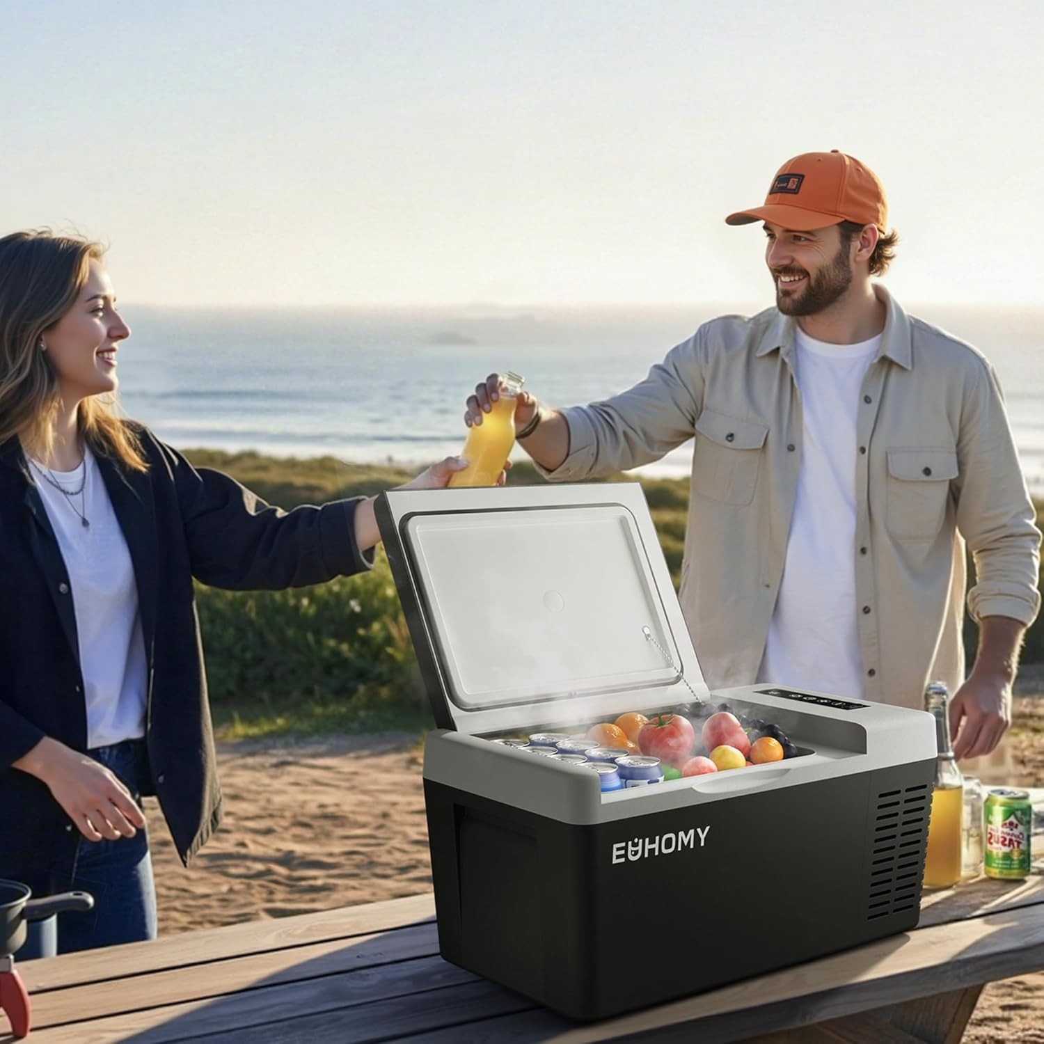 EUHOMY 12 Volt Refrigerator -4℉~68℉, Electric Cooler for Camping, Travel, Boat