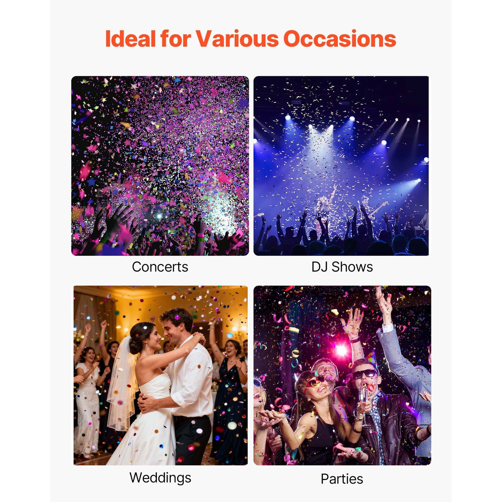 Uimoso Electric Confetti Cannon 4-Shot Launcher DMX512 & Remote Party DJ Effect