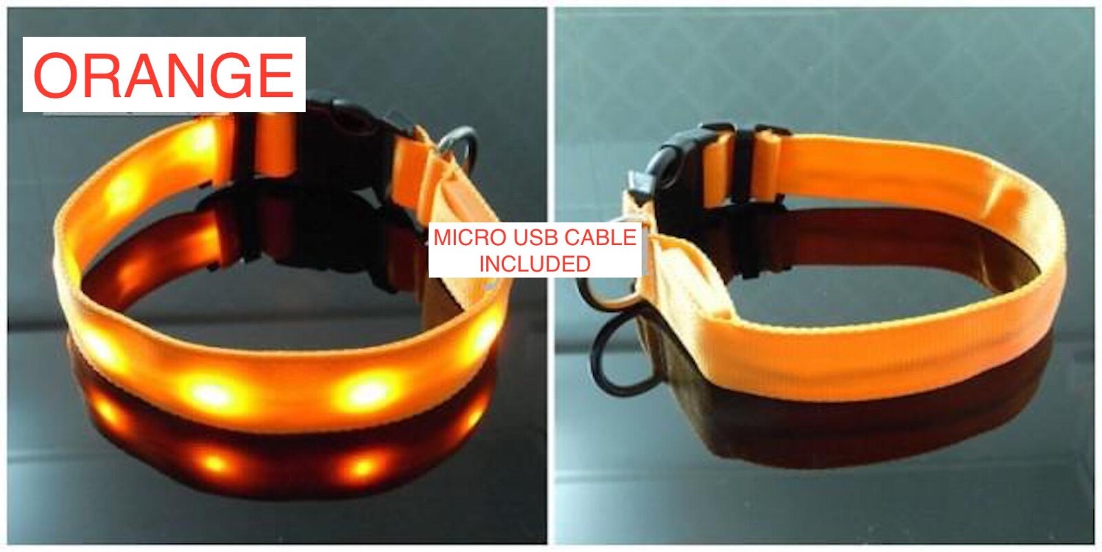 LED RECHARGEABLE COLLAR glow light-up Dog (s, m, l, xl) Cat (xs) Pet Safety USB