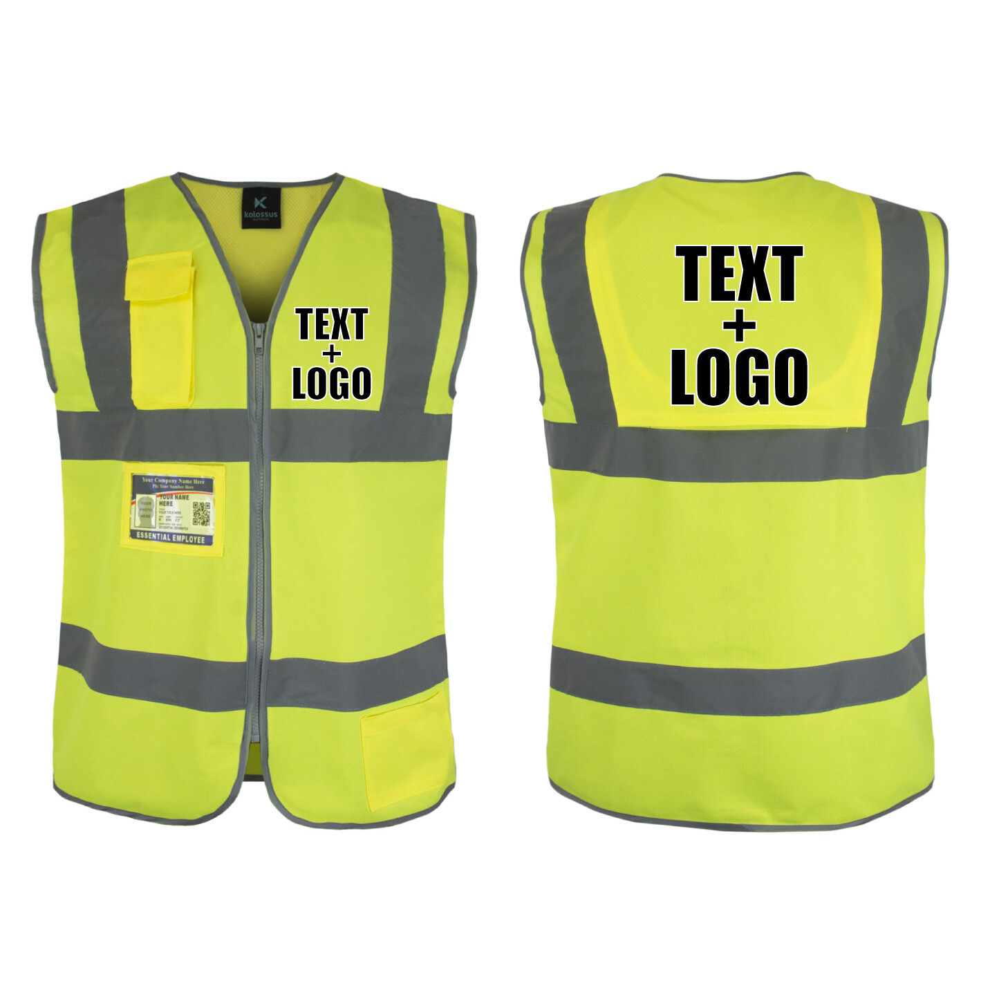 Safety Vest CUSTOM Hi-Vis PERSONALIZED Print in full color