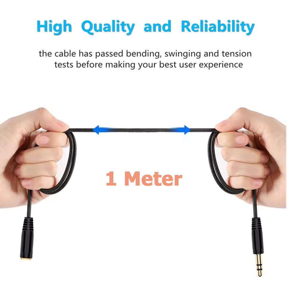 Male To Female 3.5mm AUX Audio Headphone Stereo Extension Cable 1m US