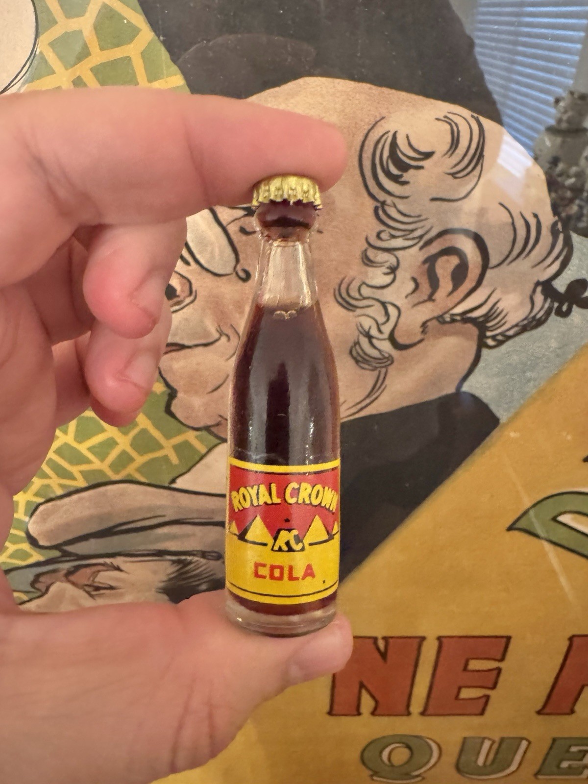 Vintage Royal Crown Cola Miniature Six Pack Case Glass Soda Bottles MCM Decor