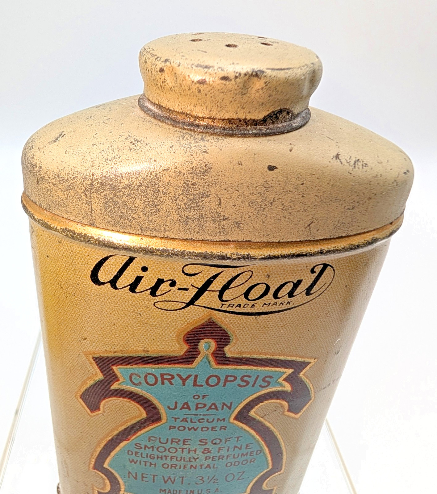 VTG AIR FLOAT CORYLOPSIS OF JAPAN TALC POWDER LITHO TIN CAN TALCUM CO.