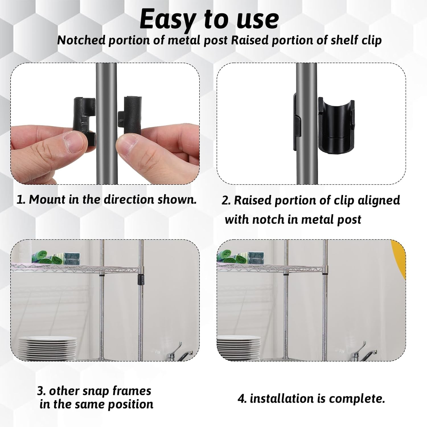 24 Pcs Wire Shelf Clips 3/4" Post Plastic Rack Replacements for Wire Shelving