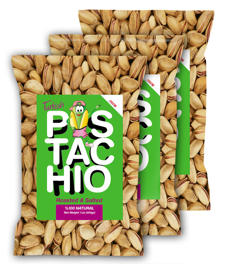 Turkish Antep Pistachios, Salted, 3 One Lb. ,Free Shipping, NEW HARVEST
