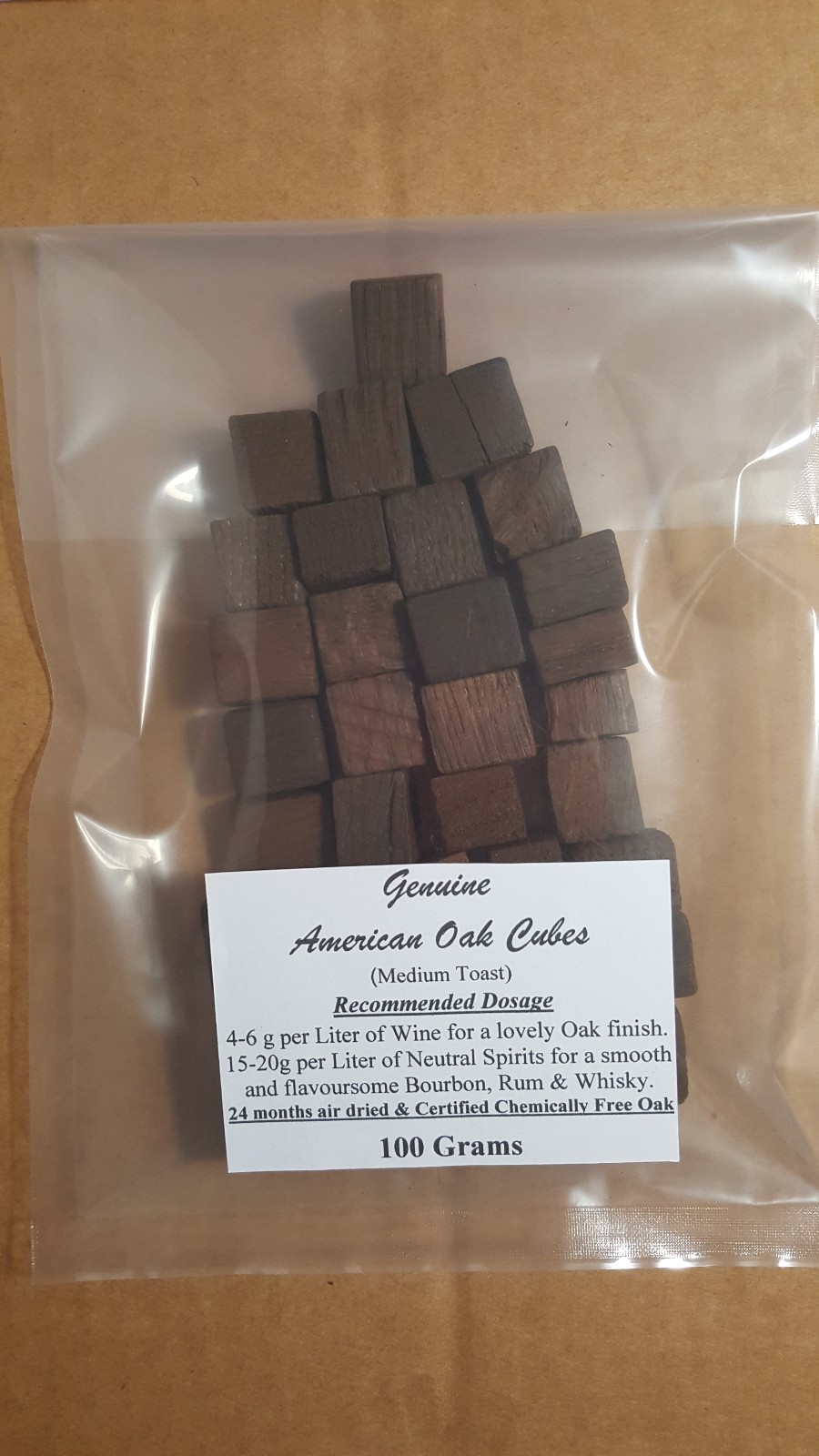 American Oak Cubes Toasted 100g/500g/1kg Homebrew for Bourbon / Whisky /Rum/Wine