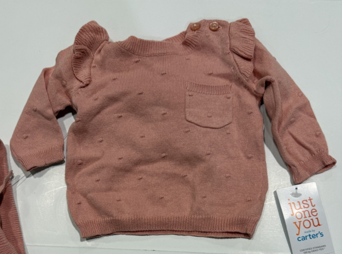 Carter's Just One You Baby Girls' 3pc Sweater Top & Bottom Set - Pink Newborn