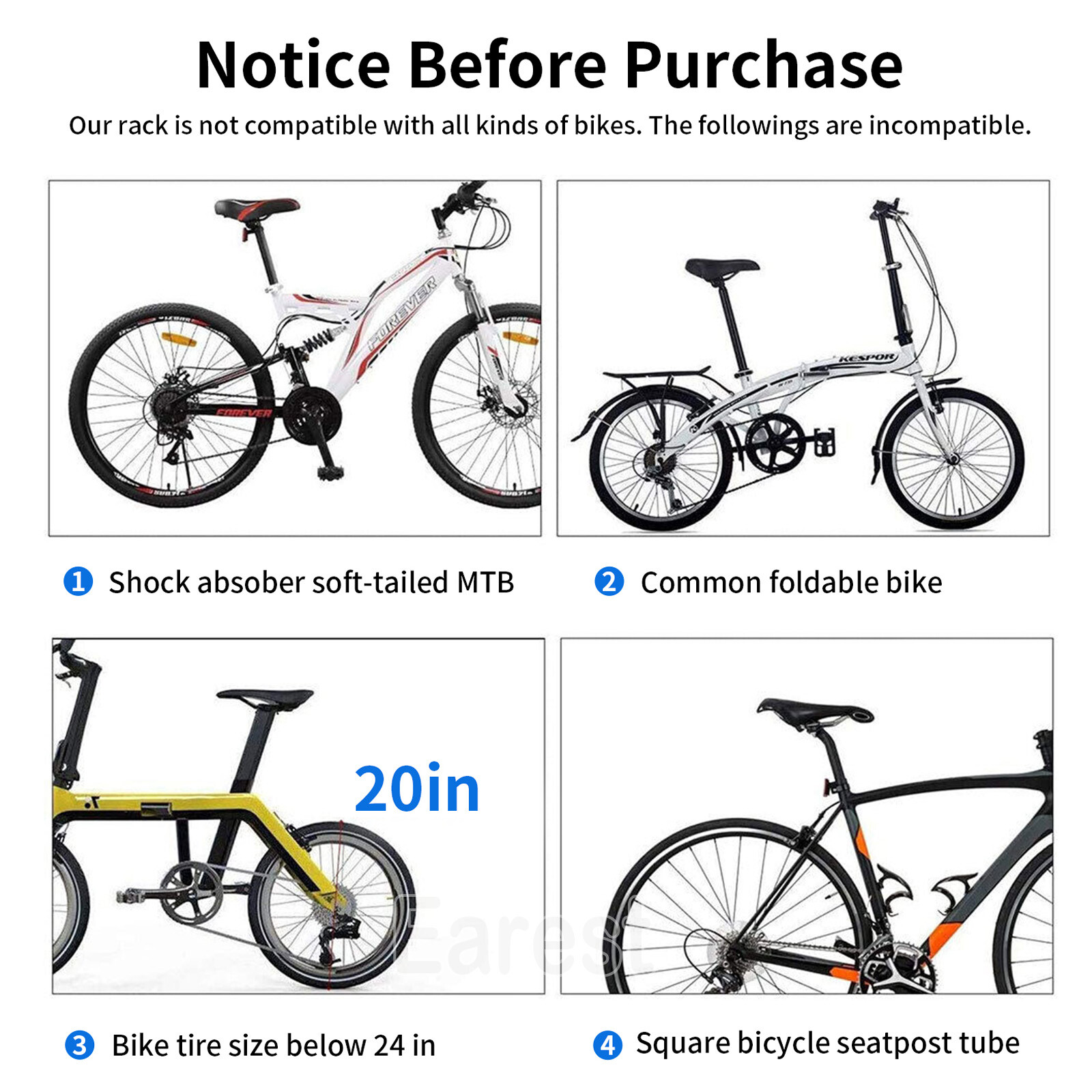 Rear Bike Rack Cargo Rack Alloy Mount Pannier Luggage Carrier Bicycle Fender